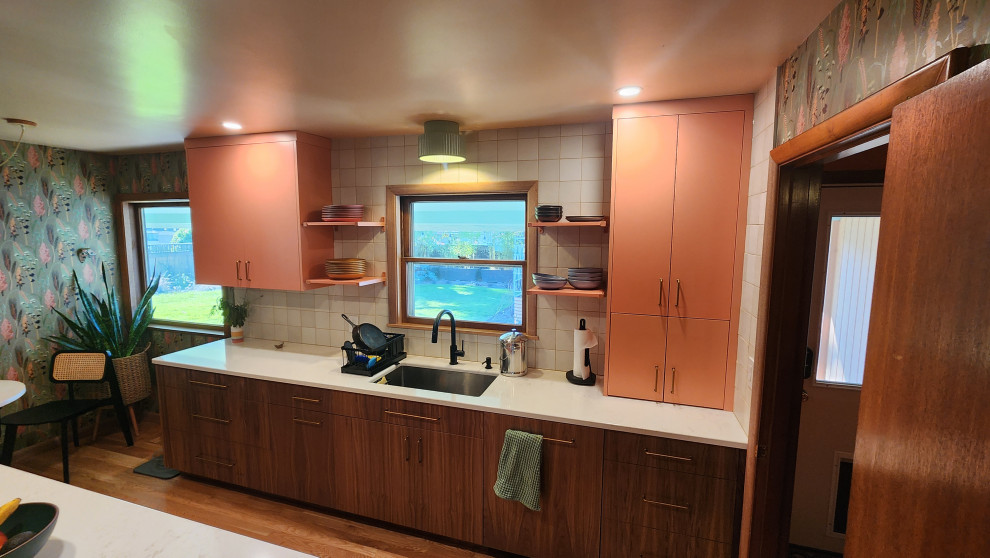 Mid-Century Modern Walnut with Salmon Highlights